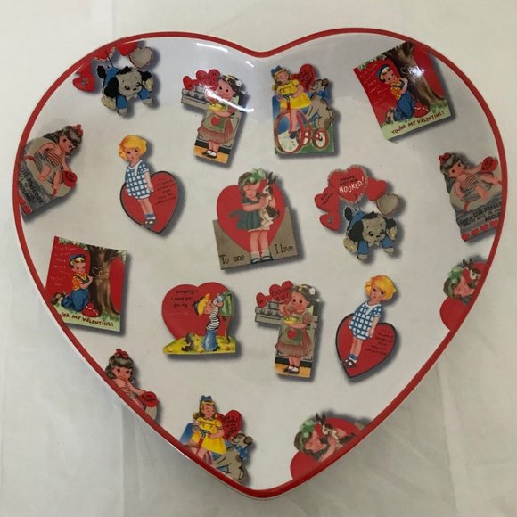 Large Retro Ceramic Valentine Heart-Shaped Bowl NWT - Picture 2 of 12
